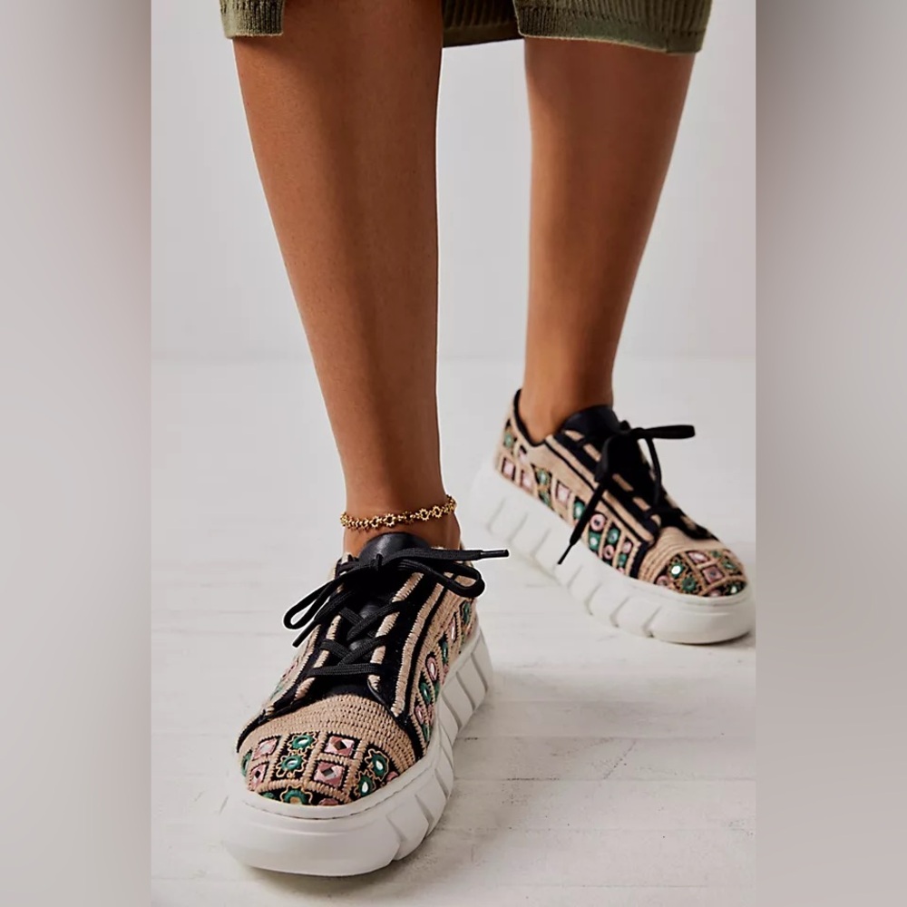 Free People “Catch Me If You Can” Crochet Platform Sneakers